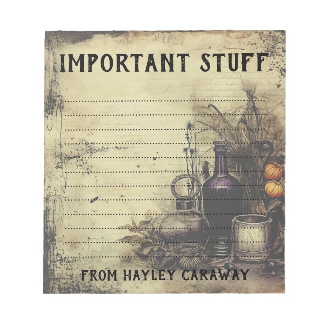 Bloc De Notas Halloween de poción gótica victoriana personalizad (Frente)