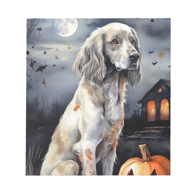 Bloc De Notas Halloween English Setter with Pumpkins Scary (Frente)