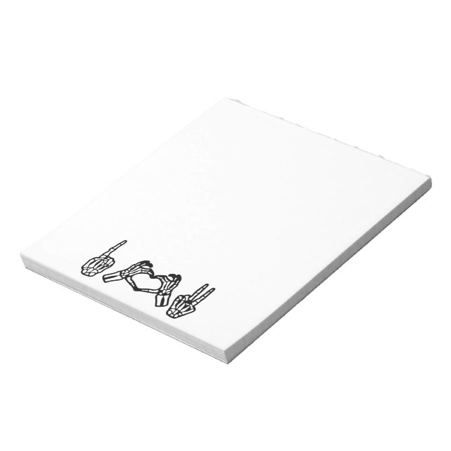 Bloc De Notas Halloween Hand Rótulo Lenguaje I Heart Peace (Lado Izquierdo)