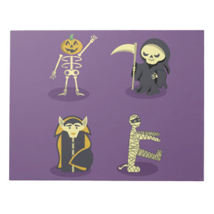Bloc De Notas Halloween Skeleton Dracula Mummy Grim Reaper