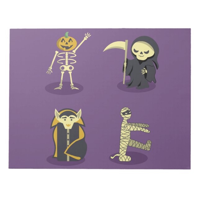 Bloc De Notas Halloween Skeleton Dracula Mummy Grim Reaper (Frente)