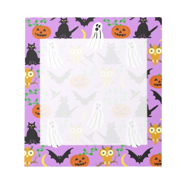 Bloc De Notas Halloween Theme Collage Toss Pattern Purple (Frente)