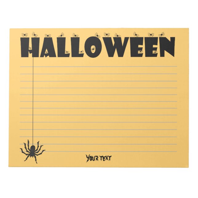 Bloc De Notas Halloween Typography Spiders Naranja/Negro (Frente)