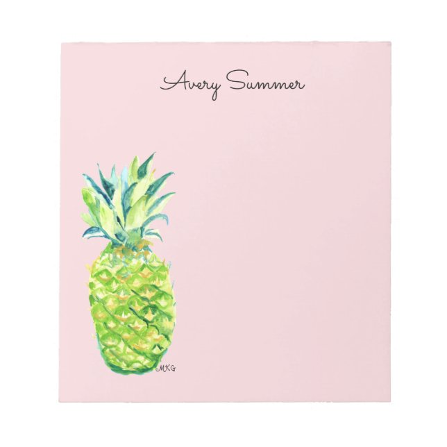 Bloc De Notas Hand-Painted Pineapple Pink Grocery List       (Frente)