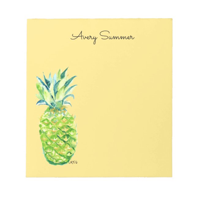 Bloc De Notas Hand-Painted Pineapple Yellow Grocery List       (Frente)