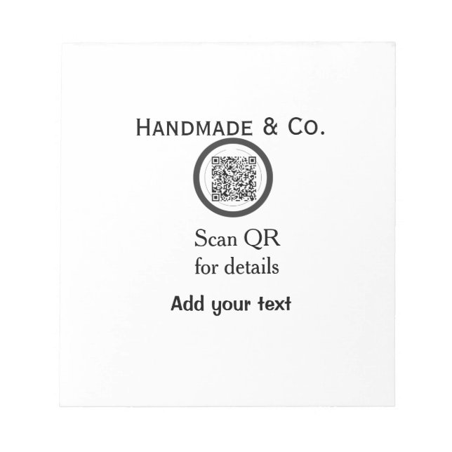 Bloc De Notas Handmade company business Scan QR details name dat (Frente)