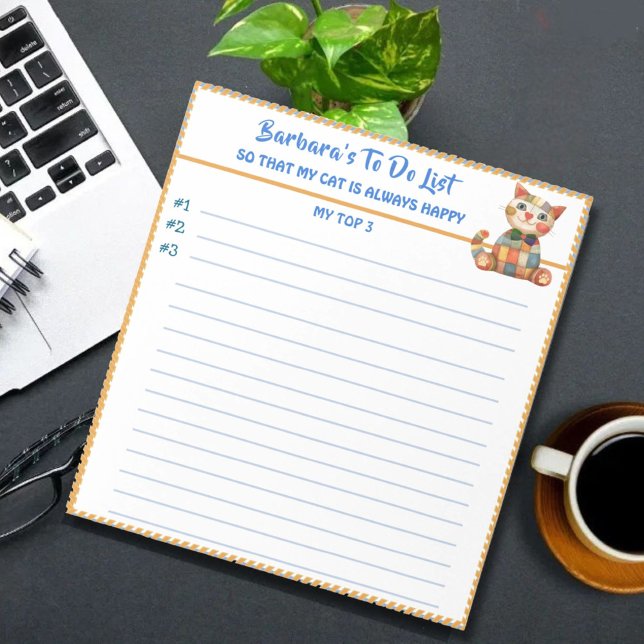 Bloc De Notas Happy Cat Personalized Planner Simple Moderno (Subido por el creador)