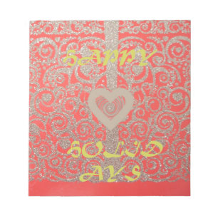 Bloc De Notas Happy Holidays Red Glitter heart design