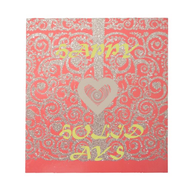 Bloc De Notas Happy Holidays Red Glitter heart design (Frente)
