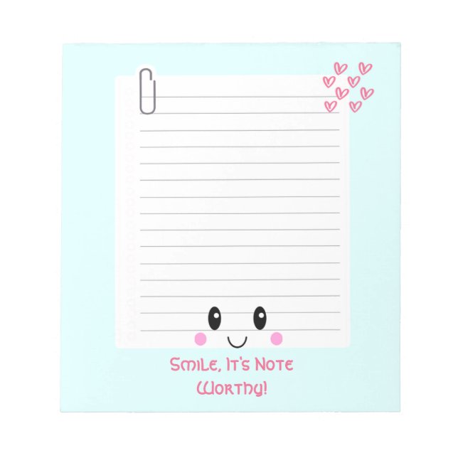 Bloc De Notas Happy Notes Blue: Kawaii Notepad (Frente)