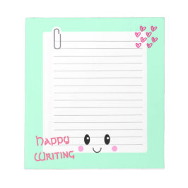 Bloc De Notas Happy Notes Green: Kawaii Notepad