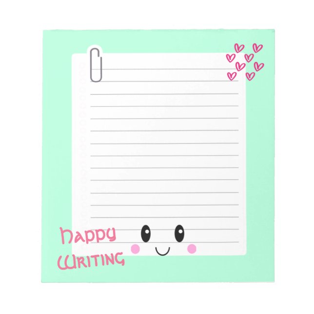 Bloc De Notas Happy Notes Green: Kawaii Notepad (Frente)