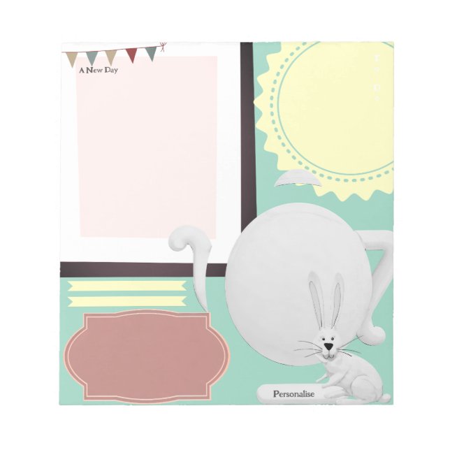 Bloc De Notas Hare Tea Pot Green Journal Notes Scrapbook Paper (Frente)