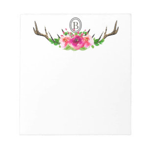 Bloc De Notas Harina de agua Boho Deer Antler Floral