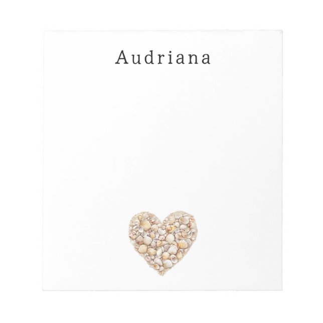 Bloc De Notas Heart Shape Sea Shells Ocean Beach Personalized  (Frente)