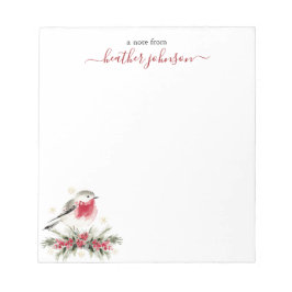 Bloc De Notas Hearthlight Notes Winter Robin Bird Personalized