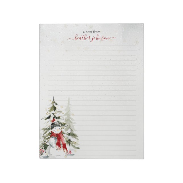 Bloc De Notas Hearthlight Notes Winter Snowman Personalized (Lado Izquierdo)