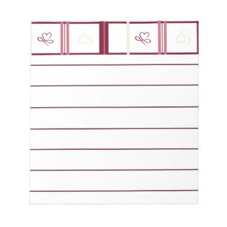 Bloc De Notas Hearts Lined Notepad – Whimsical Burgundy Design