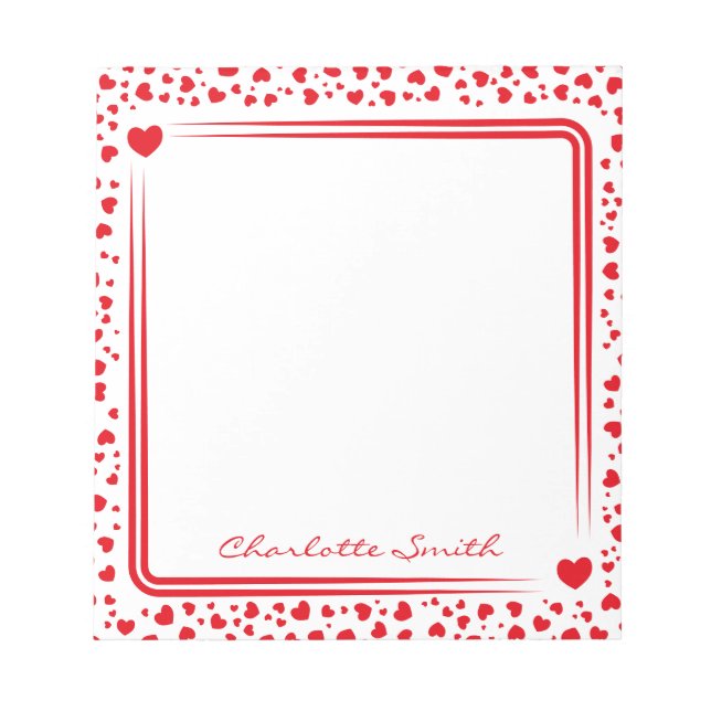 Bloc De Notas Hearts Pattern Custom Name Valentine Gift (Frente)