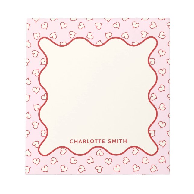 Bloc De Notas Hearts Pattern Custom Valentine Gift Notepad (Frente)