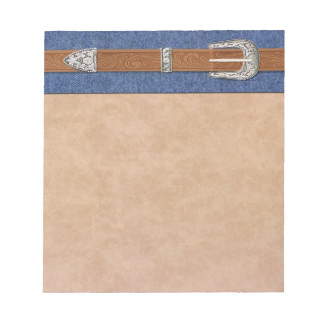 Bloc De Notas Hebilla de plata sobre Denim (Frente)