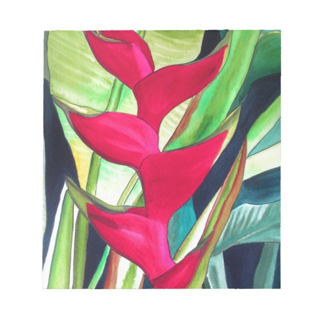 Bloc De Notas Heliconia Lobster Claw flor de acuarcolía tropical (Frente)