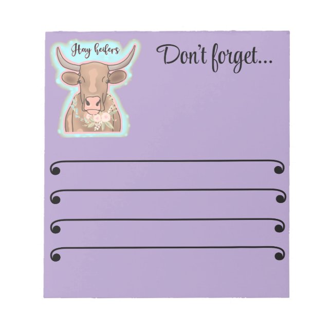 Bloc De Notas heno heifers (Frente)