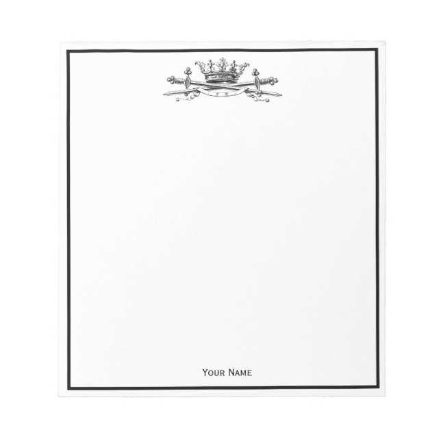Bloc De Notas Heraldic Crown Swords Sabers Emblem Escudo (Frente)