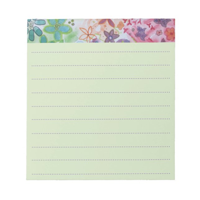 Bloc De Notas Hermosa acuarela de flores coloridas (Frente)
