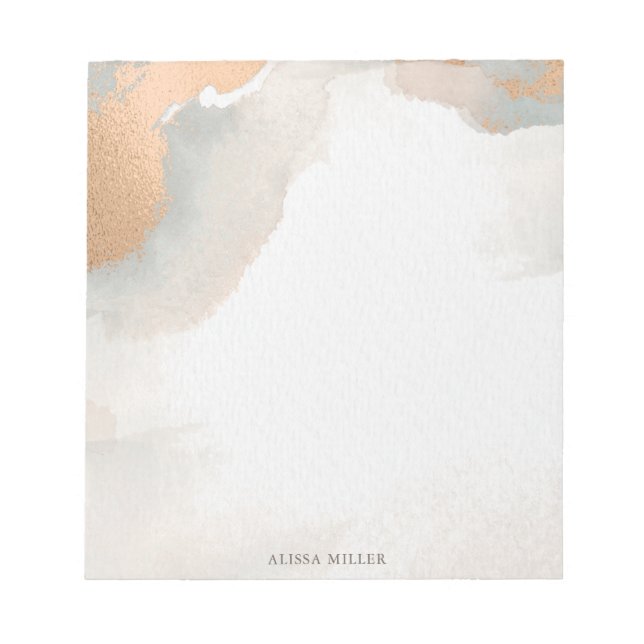 Bloc De Notas Hermosa acuarela moderna Abstract Rosa Gold (Frente)