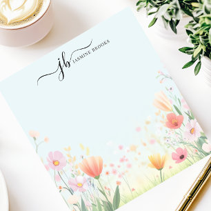 Bloc De Notas Hermosa Flor Silvestre Pastel Acuarela Personaliza