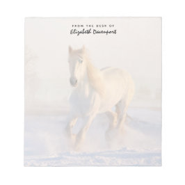 Bloc De Notas Hermosa Gallopaje de Caballo Blanco en la Nieve