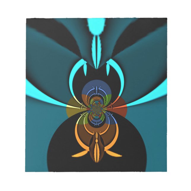 Bloc De Notas Hermosa imagen de arte abstracto de cian (Frente)