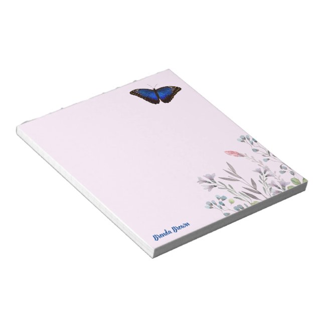 Bloc De Notas Hermosa morfa azul Butterfly Lilac (Lado Derecho)