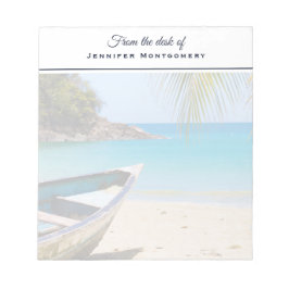 Bloc De Notas Hermosa playa tropical con lancha