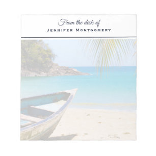 Bloc De Notas Hermosa playa tropical con lancha