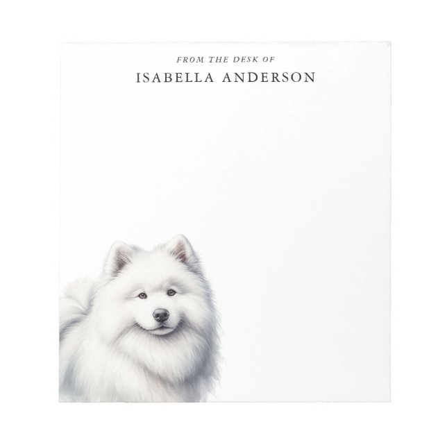 Bloc De Notas Hermosa Samoyed Del Escritorio De (Frente)