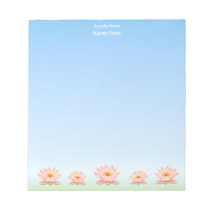 Bloc De Notas Hermosas flores de loto sobre azul claro