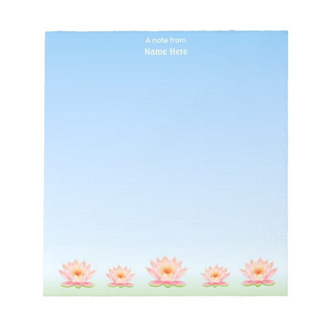 Bloc De Notas Hermosas flores de loto sobre azul claro (Frente)