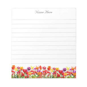 Bloc De Notas Hermosas flores de tulipán multicolor alineadas