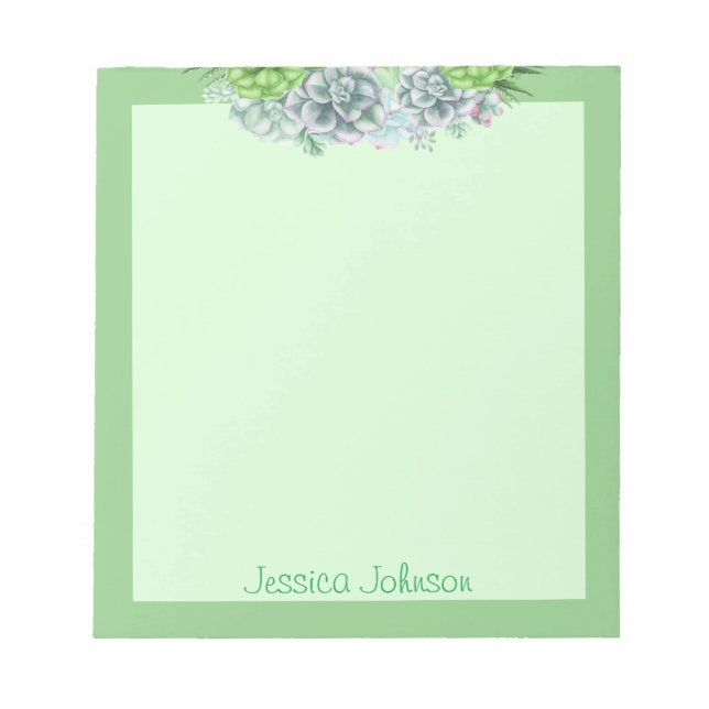 Bloc De Notas Hermosas Suculentas Plantas Amantes Personalizado  (Frente)