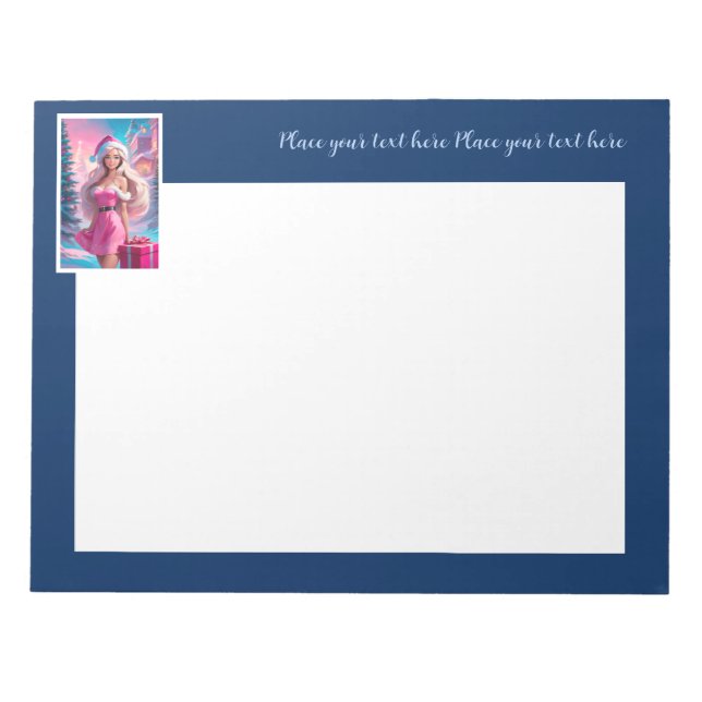 Bloc De Notas Hermoso Chica de Navidades rosados 01 (Frente)