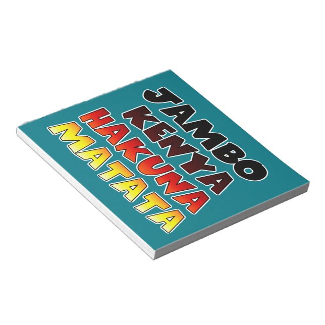 Bloc De Notas Hermoso Jambo Kenya Hakuna Matata Agradable Arte (Lado Derecho)