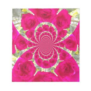 Bloc De Notas Hermoso Patrón Kaleidoscope de rosas rojas rojas i