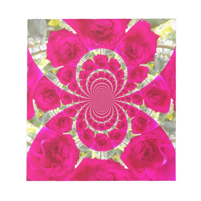 Bloc De Notas Hermoso Patrón Kaleidoscope de rosas rojas rojas i (Frente)