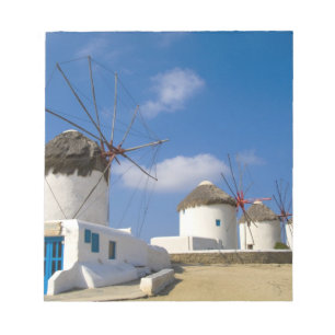 Bloc De Notas Hermosos molinos de viento en la isla de Mykonos,