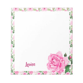 Bloc De Notas Hermosos Rosas de acuarela rosa personalizados