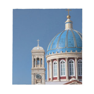 Bloc De Notas Hermoupolis, isla de Syros, Grecia. Cúpula azul de