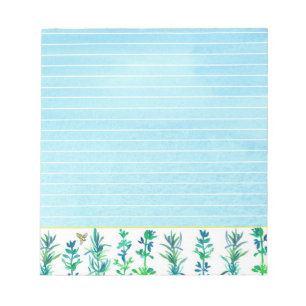 Bloc De Notas Hierbas de la cocina Rosemary Thyme Bee Blue Lined