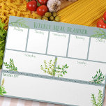 Bloc De Notas Hierbas frescas para la cocina - Planner de comida<br><div class="desc">Cada página de este cuaderno de desgarro está impresa con un nuevo plan de comidas semanal. Puedes anotar tus comidas para cada día de la semana y elaborar tu lista de compras a medida que vayas. La lista de comestibles se puede cortar de la página, lista para comprar. El diseño,...</div>